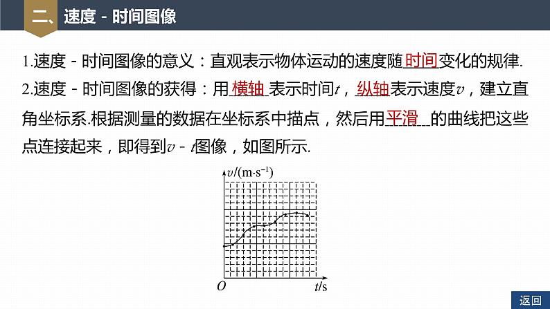 高中物理新教材同步必修第一册课件+讲义 第1章 1.3 第2课时 测量纸带的平均速度和瞬时速度 速度-时间图像08