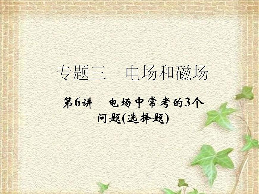 2022-2023年高考物理二輪復(fù)習(xí) 電場中?？嫉?個問題課件(重點難點易錯點核心熱點經(jīng)典考點)第1頁