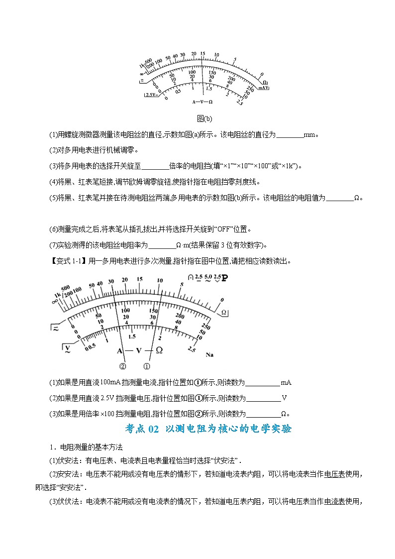 专题18 电学实验-高考物理毕业班二轮热点题型归纳与变式演练(全国通用)02