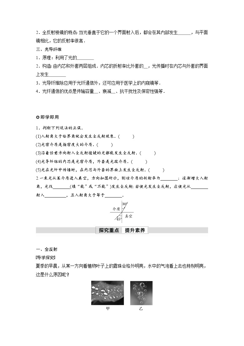 高中物理新教材同步选修第一册课件+讲义 第4章 4.2　全反射02