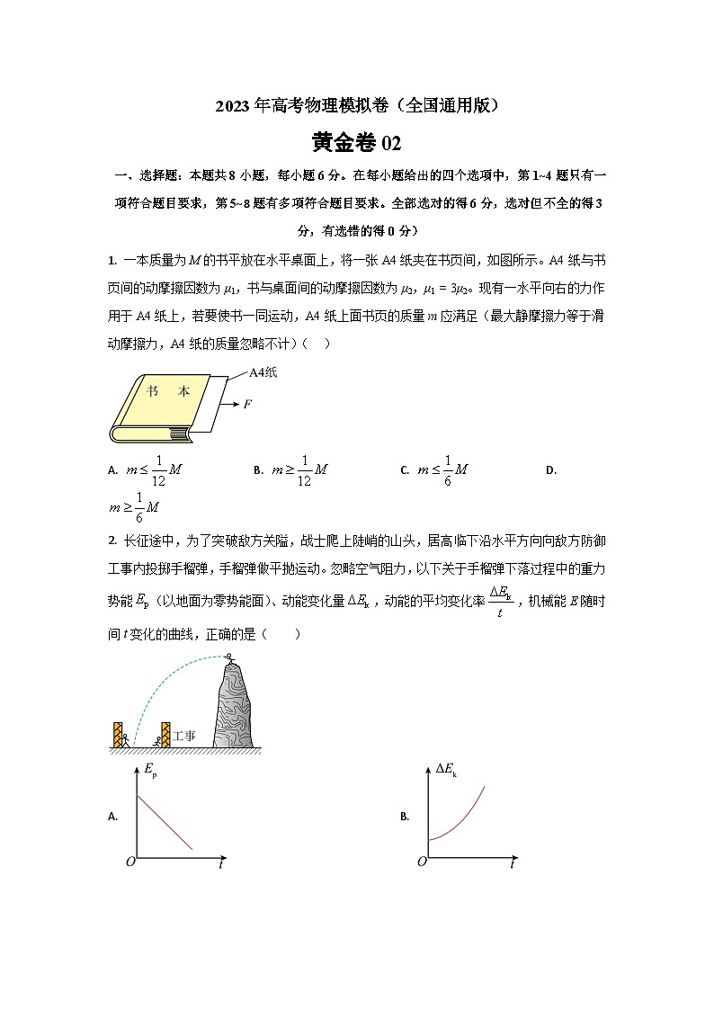 2023年全国高考物理模拟卷(全国卷专用)黄金卷02(解析版)第1页