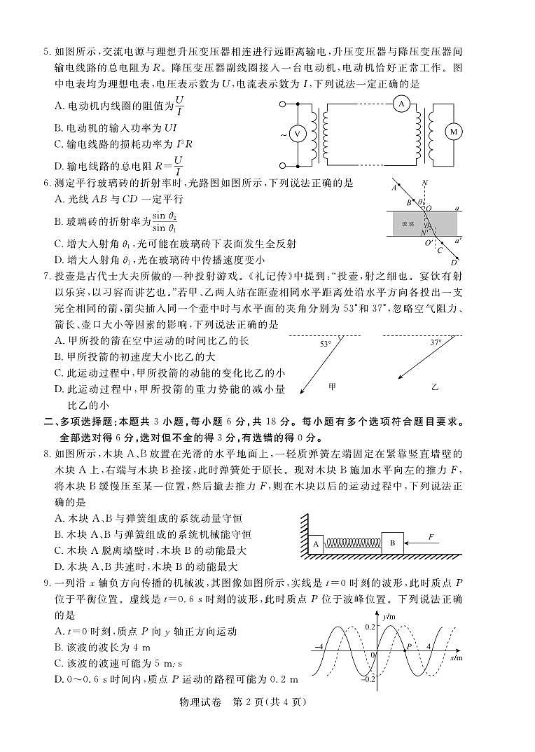 高三物理试卷第2页