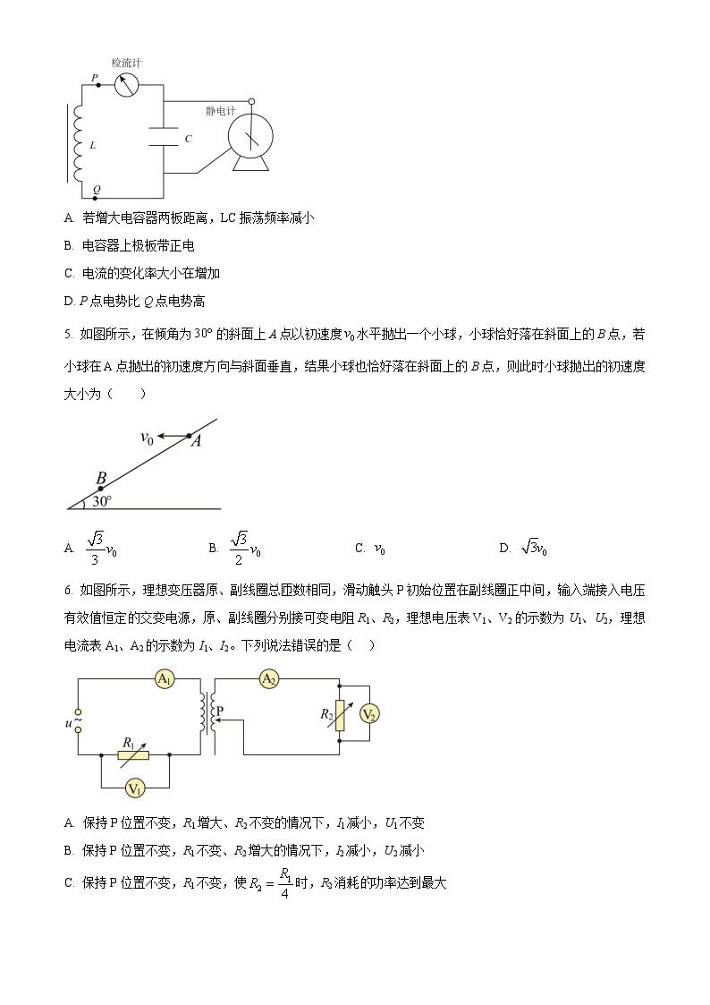 精品解析：2023届安徽省江淮十校高三下学期5月联考理综物理试题（原卷版）02