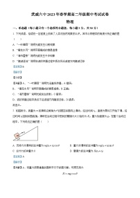 甘肃省武威第六中学2022-2023学年高二物理下学期期中试题（Word版附解析）