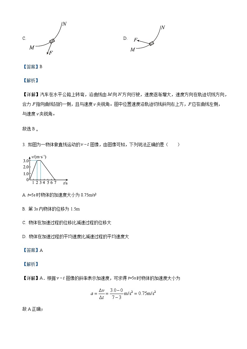 2022-2023学年重庆市四川外国语大学附属学校高一上学期期末物理试题含解析第2页