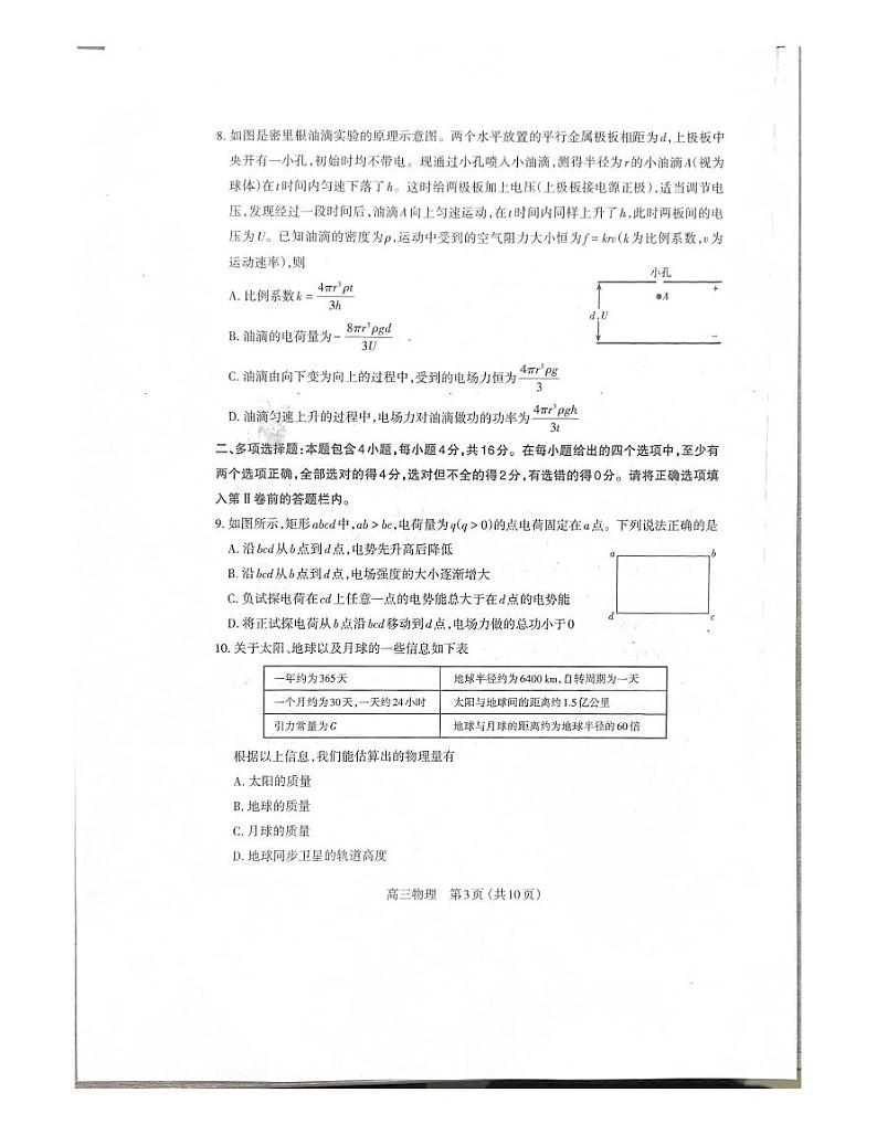 山西省太原2022-2023学年高三上学期期末测试-物理试卷第3页