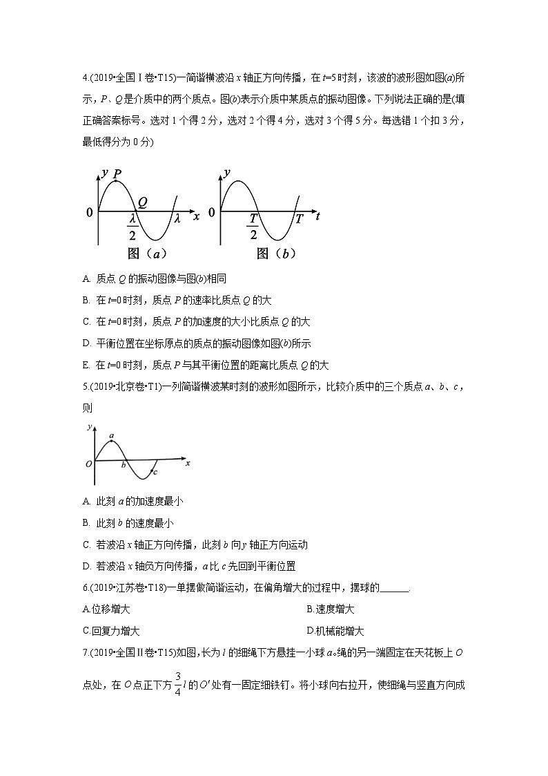 2010-2019年高考物理真题分专题训练 专题16 机械振动和机械波 (原卷版)第2页