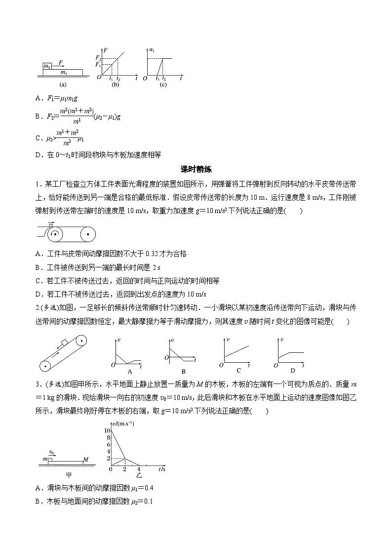 考前適應(yīng)練六　傳送帶模型和“滑塊—木板”模型　平衡中的臨界、極值問題-備戰(zhàn)高考三輪復(fù)習(xí)專題-復(fù)習(xí)與訓(xùn)練-原卷版第3頁