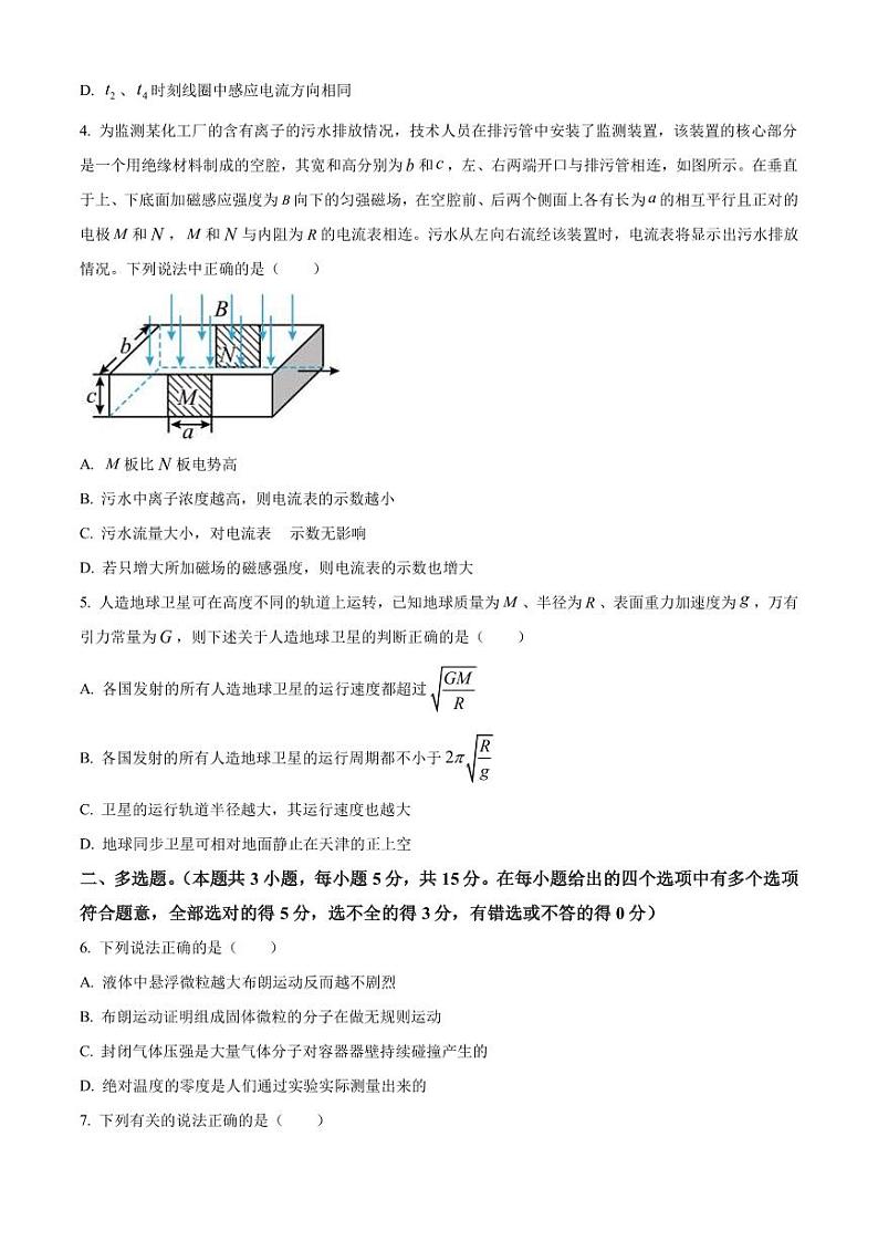2023届天津市红桥区高三下学期二模物理试题(PDF版)第2页