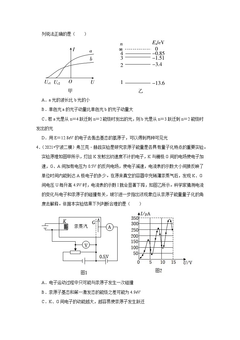 2021-2023年浙江省高考物理模拟试题分类——专题16原子物理 选择题第2页