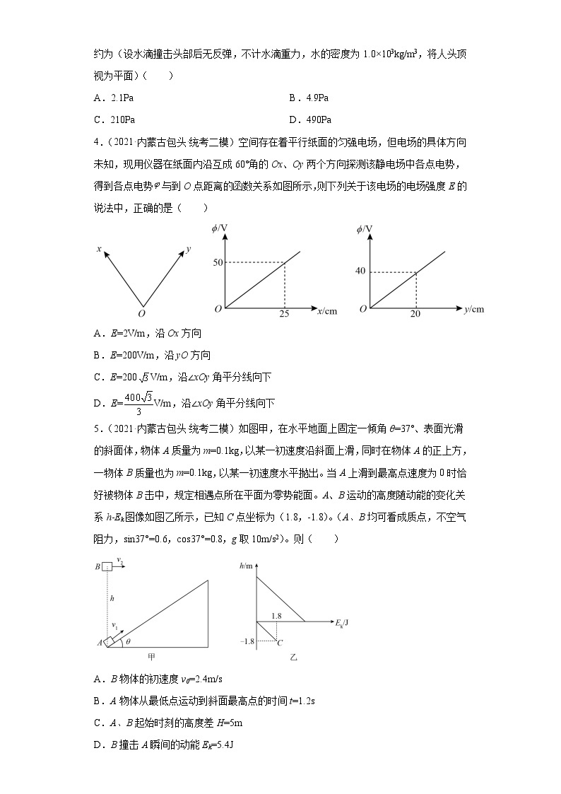 内蒙古包头市2021届-2023届高考物理三年模拟（二模）按题型分类汇编-01选择题02