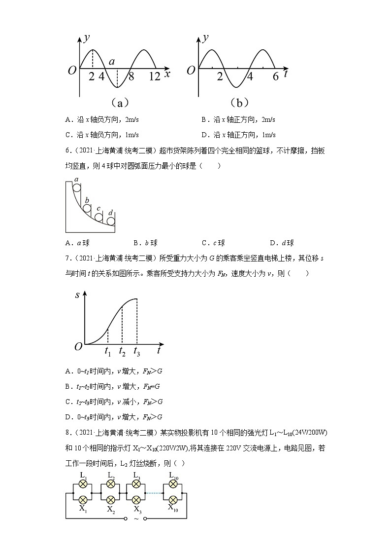 上海市黄浦区2021届-2023届高考物理三年模拟(二模)按题型分类汇编-01选择题02