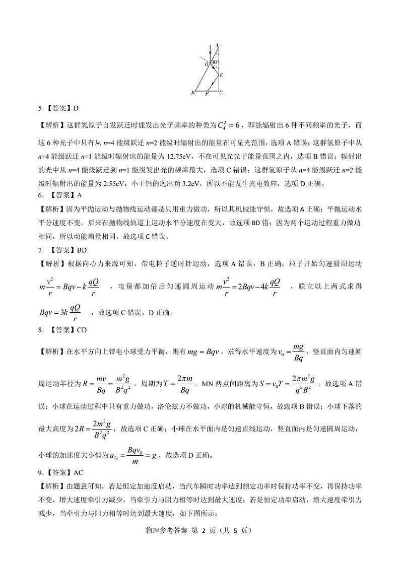 高三物理参考答案--山西第2页