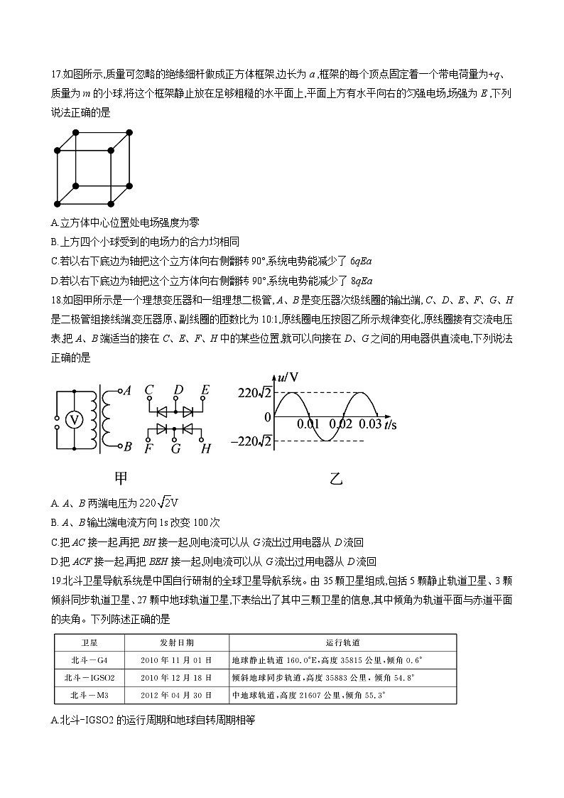 河北省衡水中学2018届高三高考押题(二)物理试题第2页