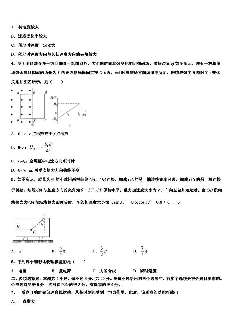 2022-2023学年江苏省无锡市重点中学第二学期5月质检考试高三物理试题02