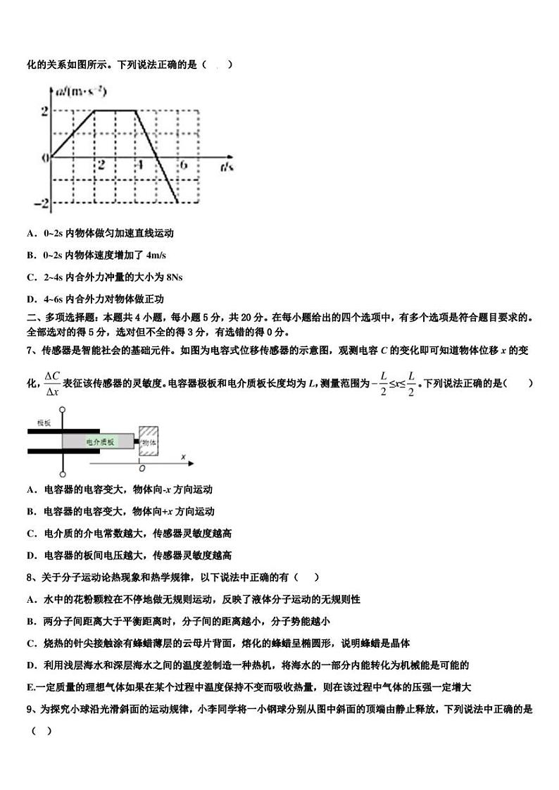 2023届山东省平度市高三二模考试物理试题第3页