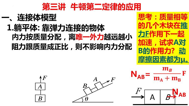 2023届高考物理一轮复习课件:第三讲 牛顿第二定律的应用 连接体模型第4页