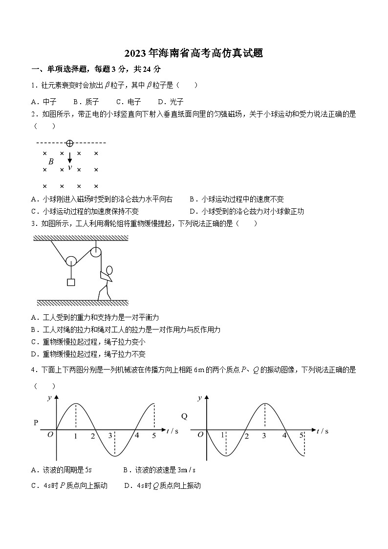 (网络收集版)2023年新高考海南物理高考真题文档版(无答案)第1页
