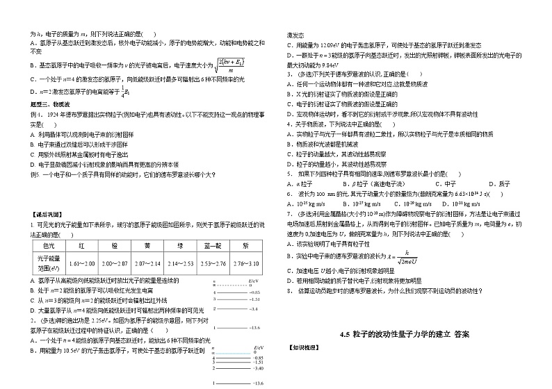 高中物理 4.5 粒子的波动性和量子力学的建立 学案 人教版(2019)选择性必修第三册(含答案)第2页