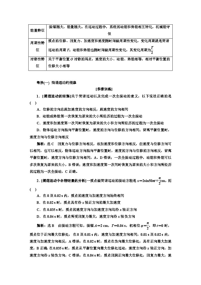 2024届高考物理一轮复习第十二章机械振动机械波学案第3页