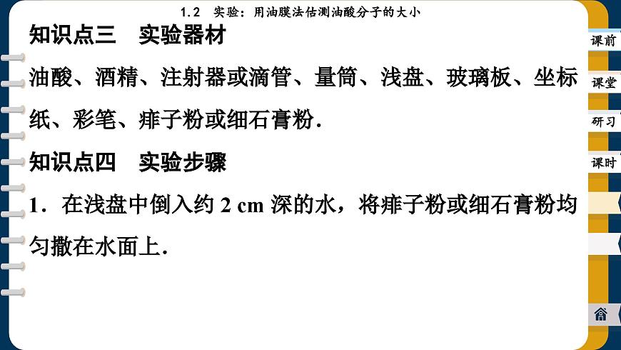 1.2 實(shí)驗(yàn)：用油膜法估測油酸分子的大?。ㄕn件PPT）第6頁