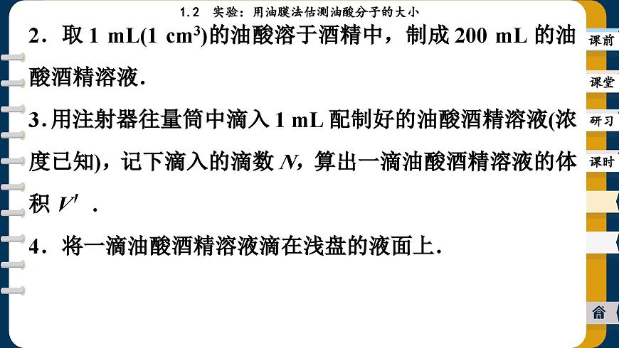 1.2 實(shí)驗(yàn)：用油膜法估測油酸分子的大?。ㄕn件PPT）第7頁
