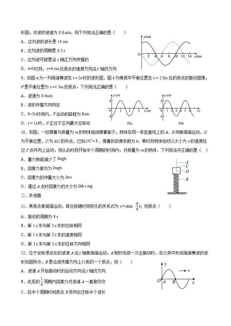 2024届高三物理一轮复习选择题专练:振动和波第3页