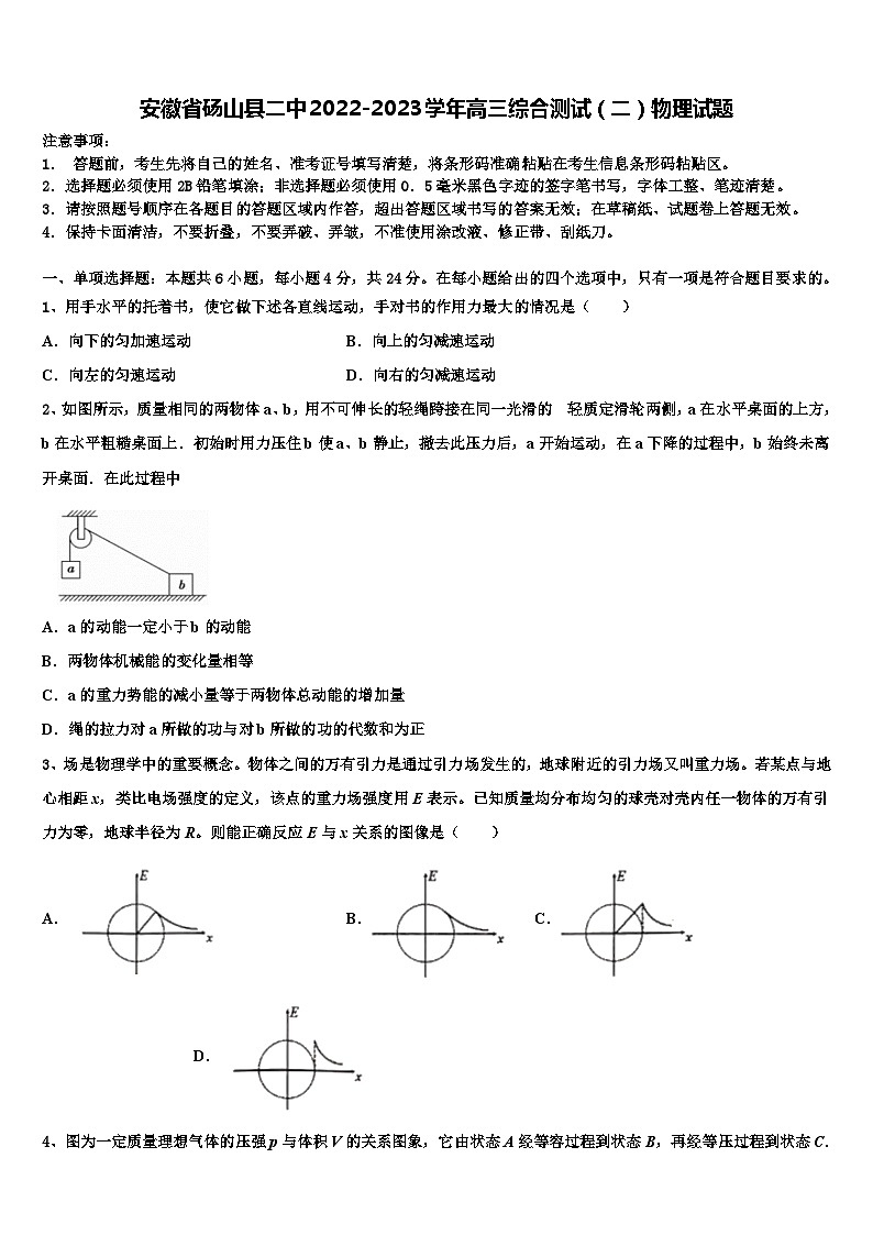 安徽省砀山县二中2022-2023学年高三综合测试(二)物理试题第1页