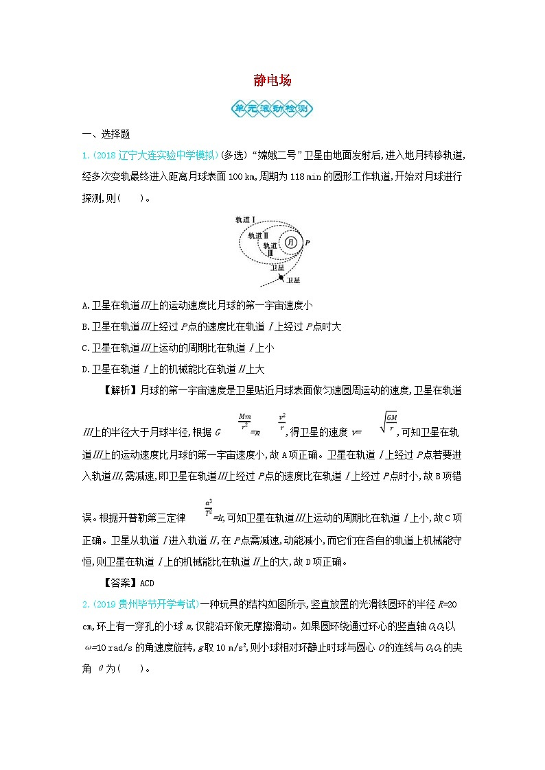 高考物理一轮复习第九单元静电场单元检测(含解析)第1页