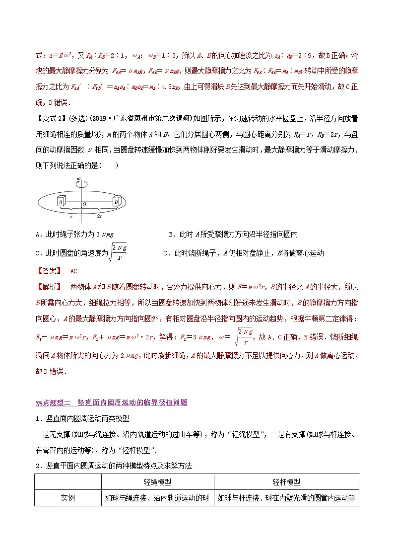 高考物理一轮复习题型归纳与变式演练专题09圆周运动七大常考模型(含解析)第3页