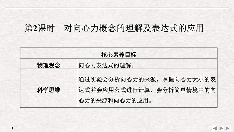 人教版物理必修第二册同步讲义课件第6章 圆周运动 2 向心力 第2课时 对向心力概念的理解及表达式的应用 (含解析)01