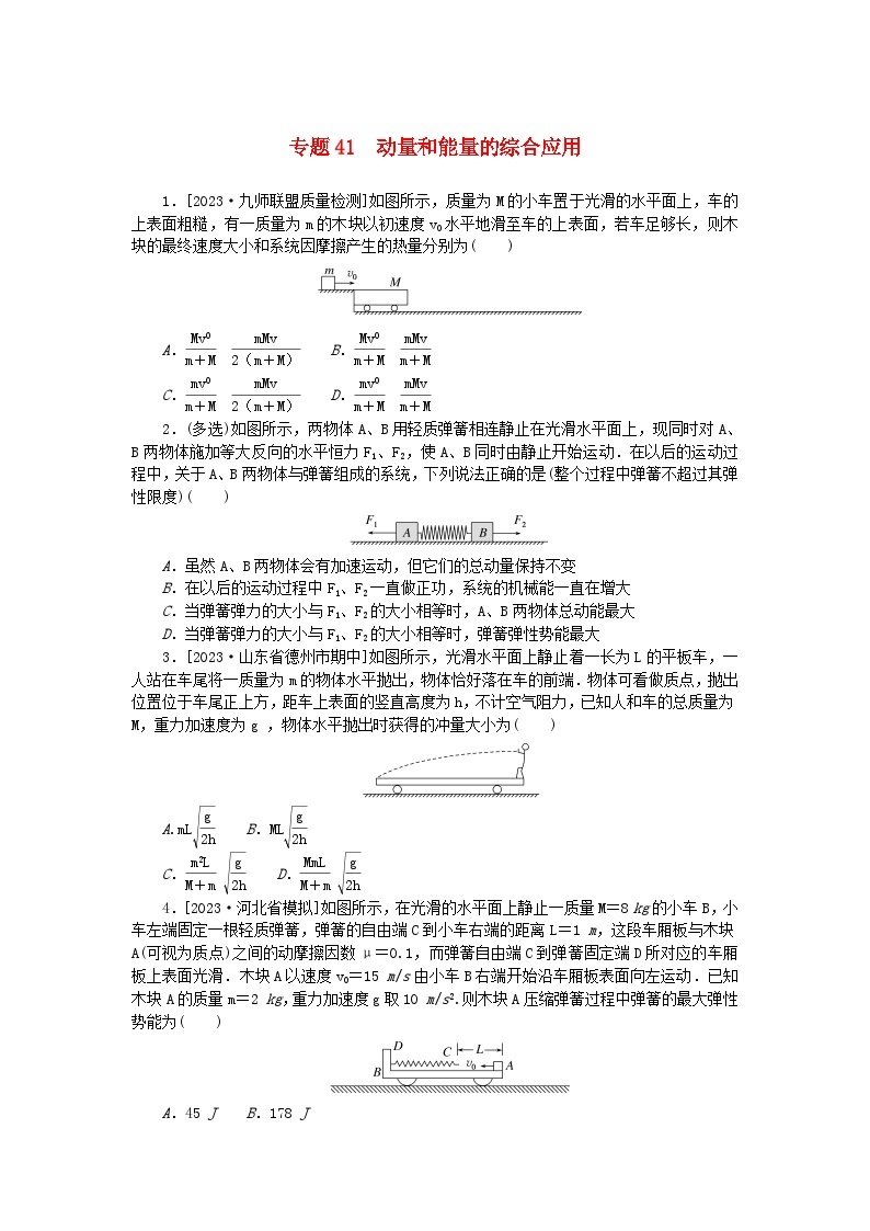 新高考2024版高考物理一轮复习微专题小练习专题41动量和能量的综合应用01