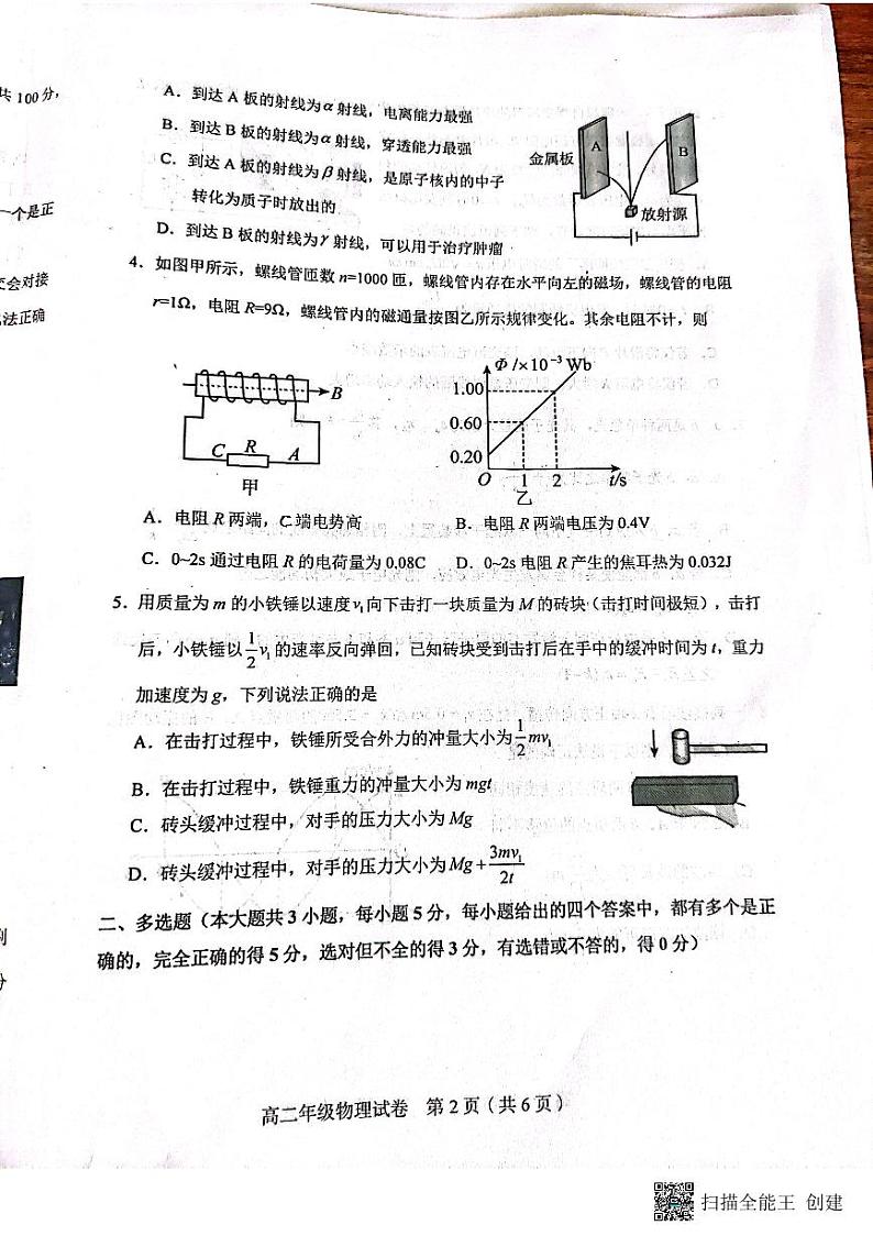 天津市和平区2022-2023学年高二下学期期末考试物理试题第2页