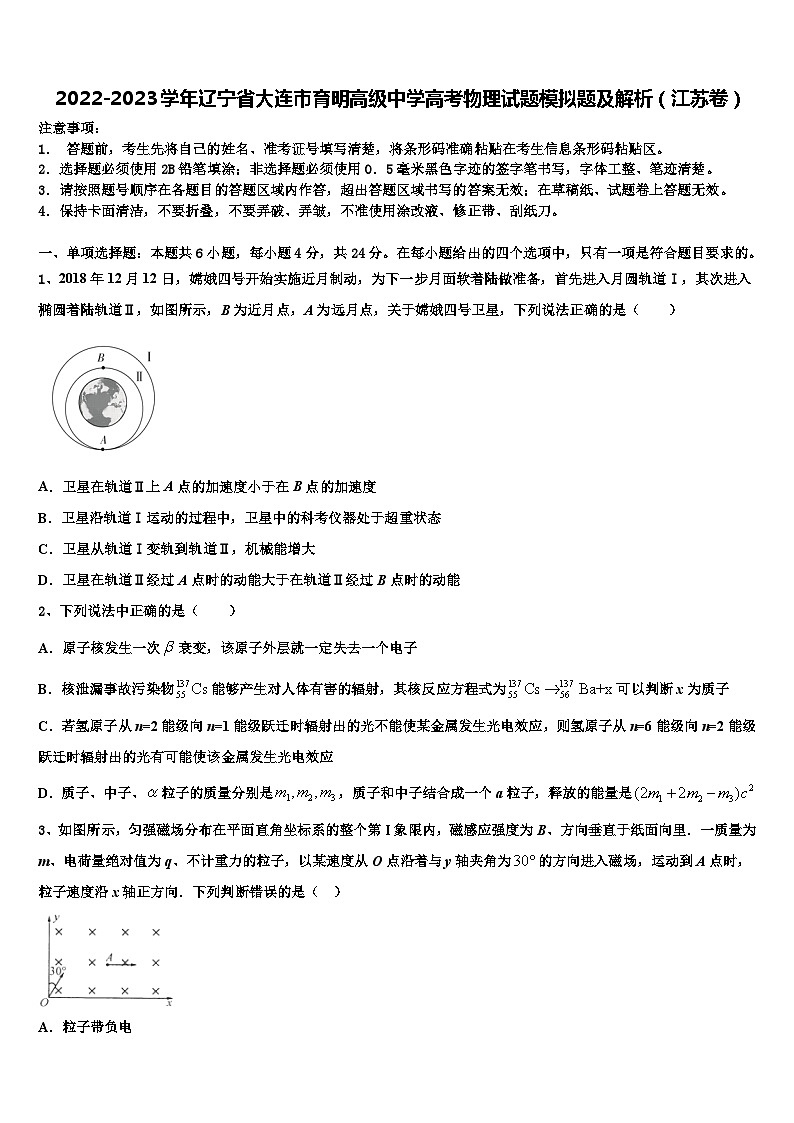 2022-2023学年辽宁省大连市育明高级中学高考物理试题模拟题及解析(江苏卷)第1页