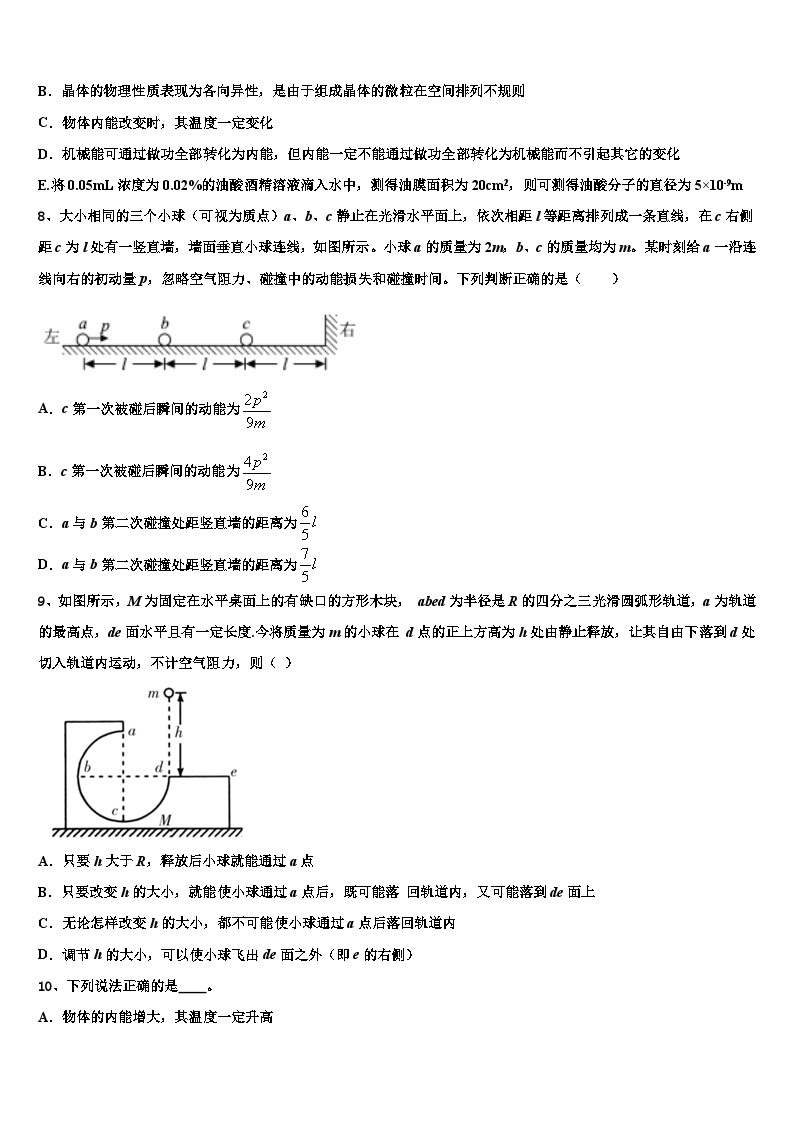山东省沂水县2023年高中毕业班第一次质量检测试题物理试题03
