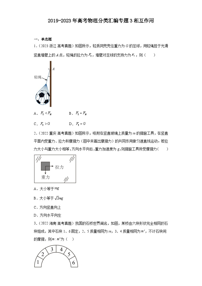 2019-2023年高考物理分类汇编 专题3 相互作用01