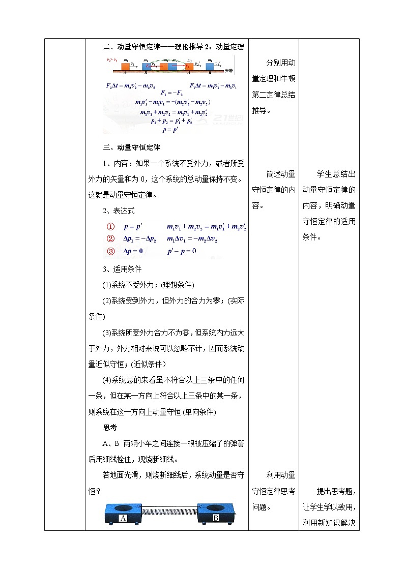 人教版高中物理选择性必修1第1章第3节动量守恒定律教学设计03