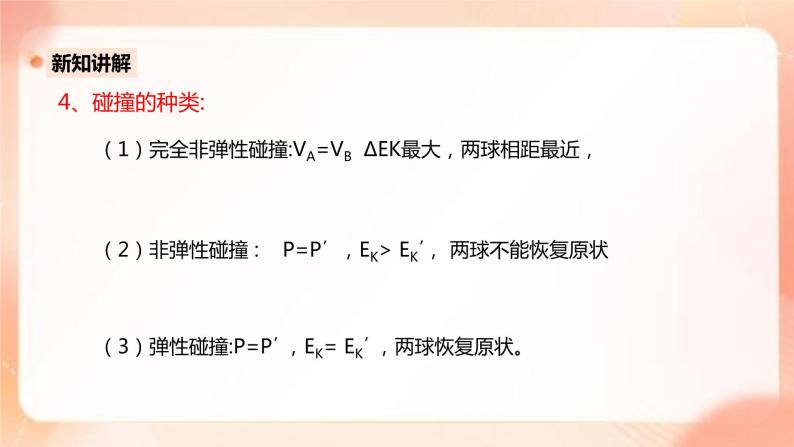 人教版高中物理选修一 1.5弹性碰撞和非弹性碰撞 课件+教案06