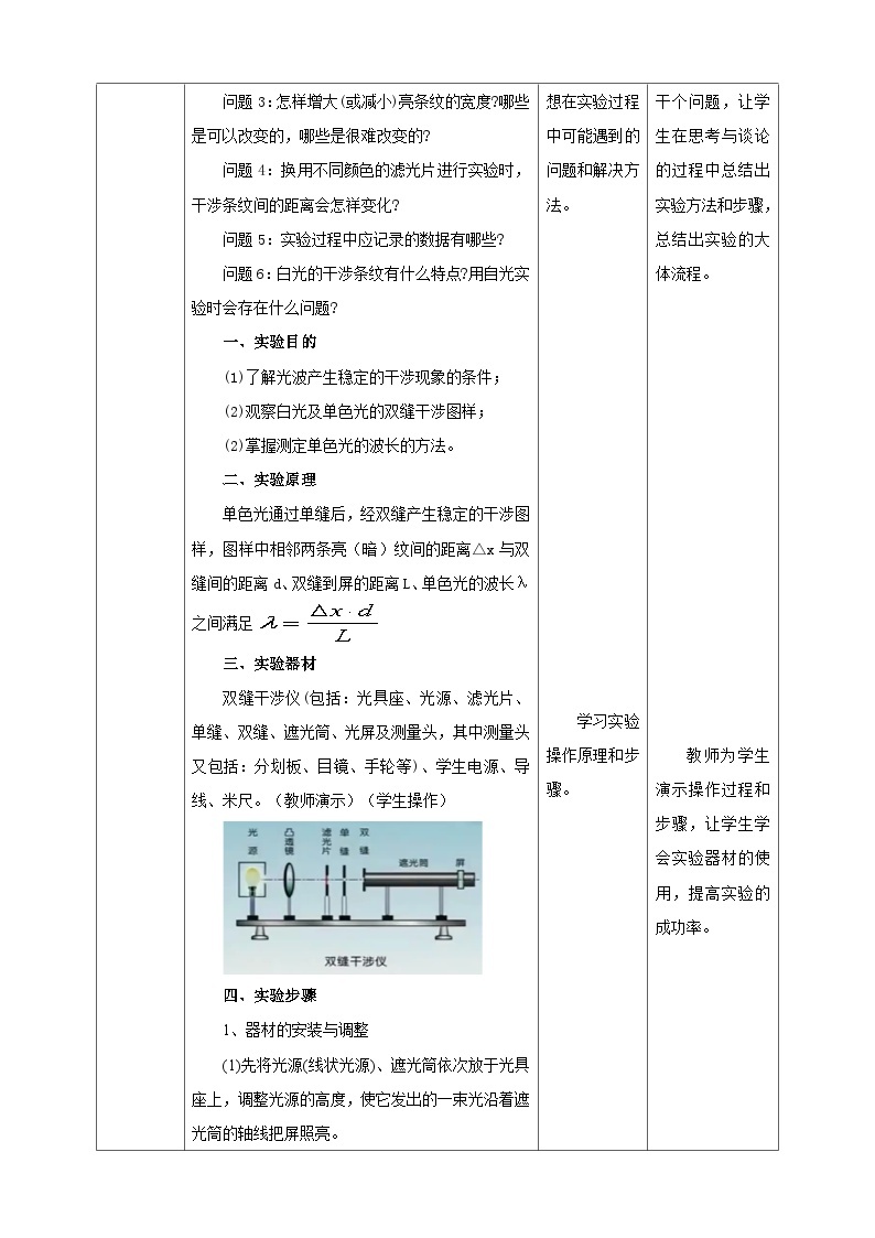 人教版高中物理选修一 4.4实验：用双缝干涉测量光的波长 课件+教案02