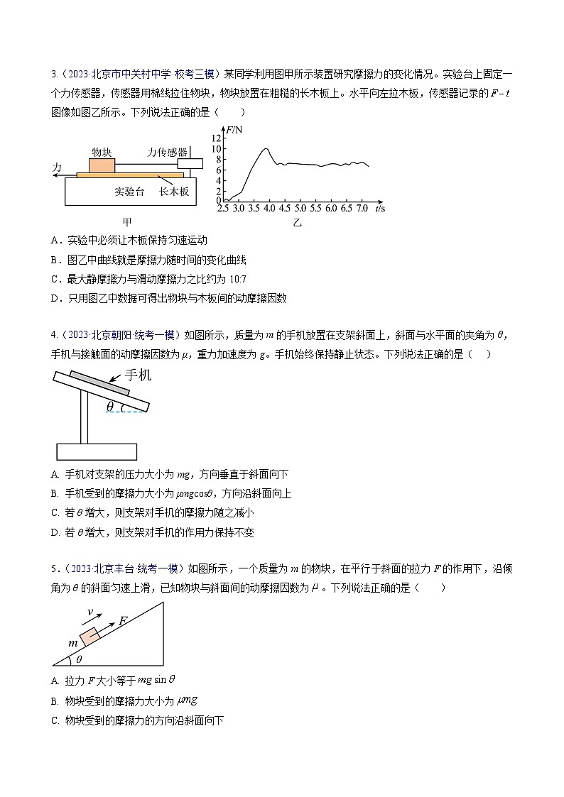高考物理真題分項(xiàng)匯編 三年（2021-2023）專題02 相互作用（原卷版）第2頁