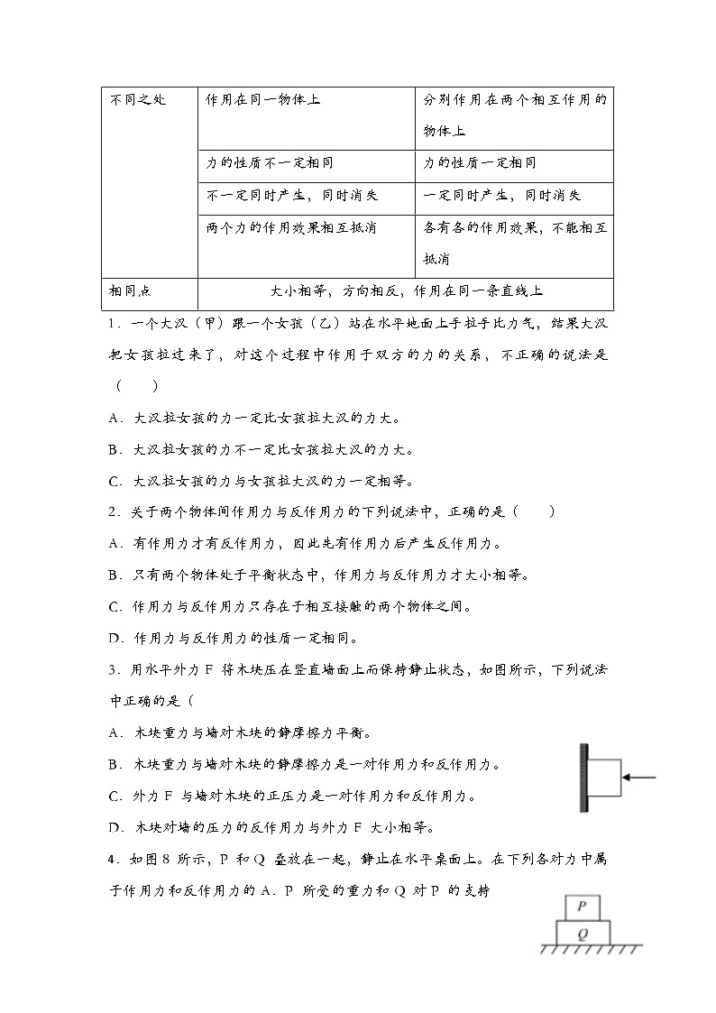 3.3 牛顿第三定律 学案 高一上学期物理人教版(2019)必修第一册02