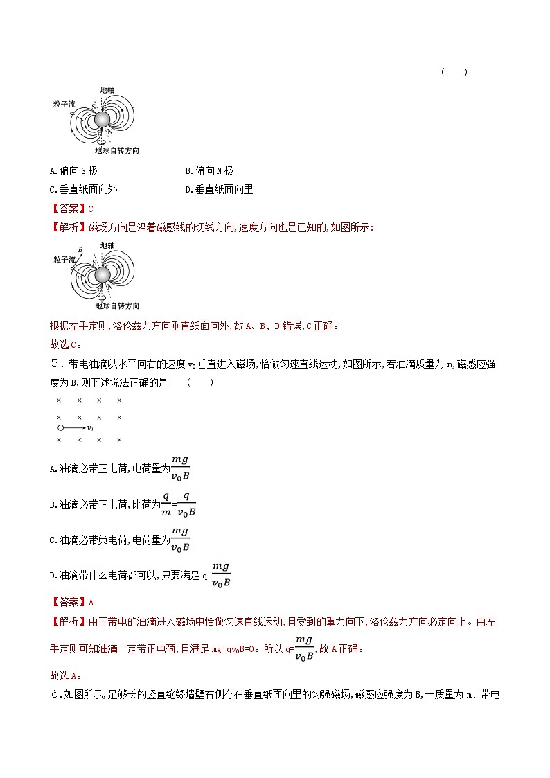 1.2 磁场对运动电荷的作用力 同步练习 人教版高中物理选修二-(解析版)第2页