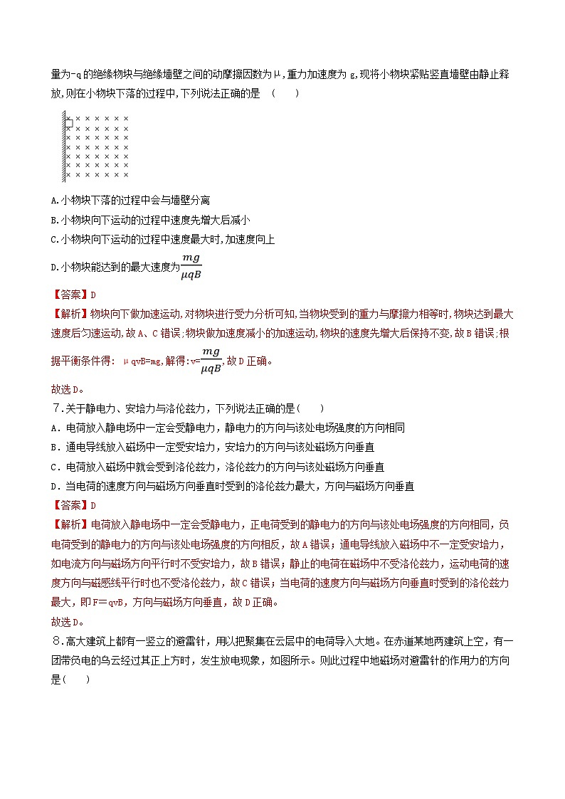 1.2 磁场对运动电荷的作用力 同步练习 人教版高中物理选修二-(解析版)第3页