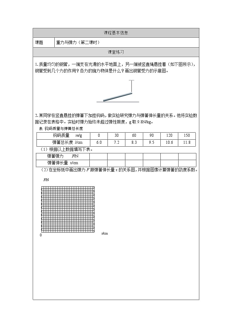 高一【物理（人教版）】重力與彈力（第二課時(shí)）-練習(xí)題第1頁