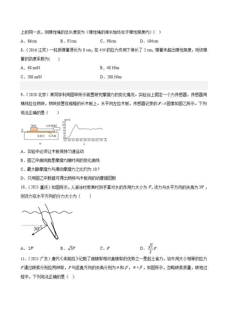 专题04 三种力和力的合成与分解- 十年（2014-2023）高考物理真题分项汇编（2份打包，原卷版+解析版）03