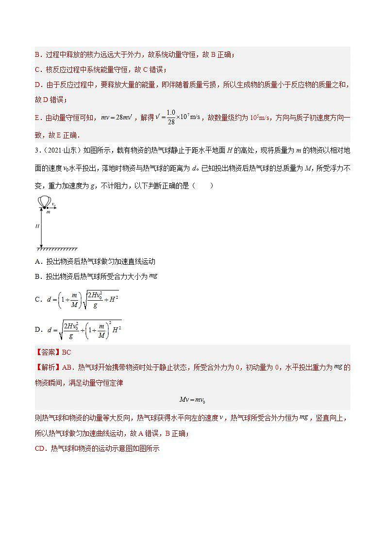 专题28 动量守恒定律及其应用(一)(解析版)-十年(2014-2023)高考物理真题分项汇编第2页