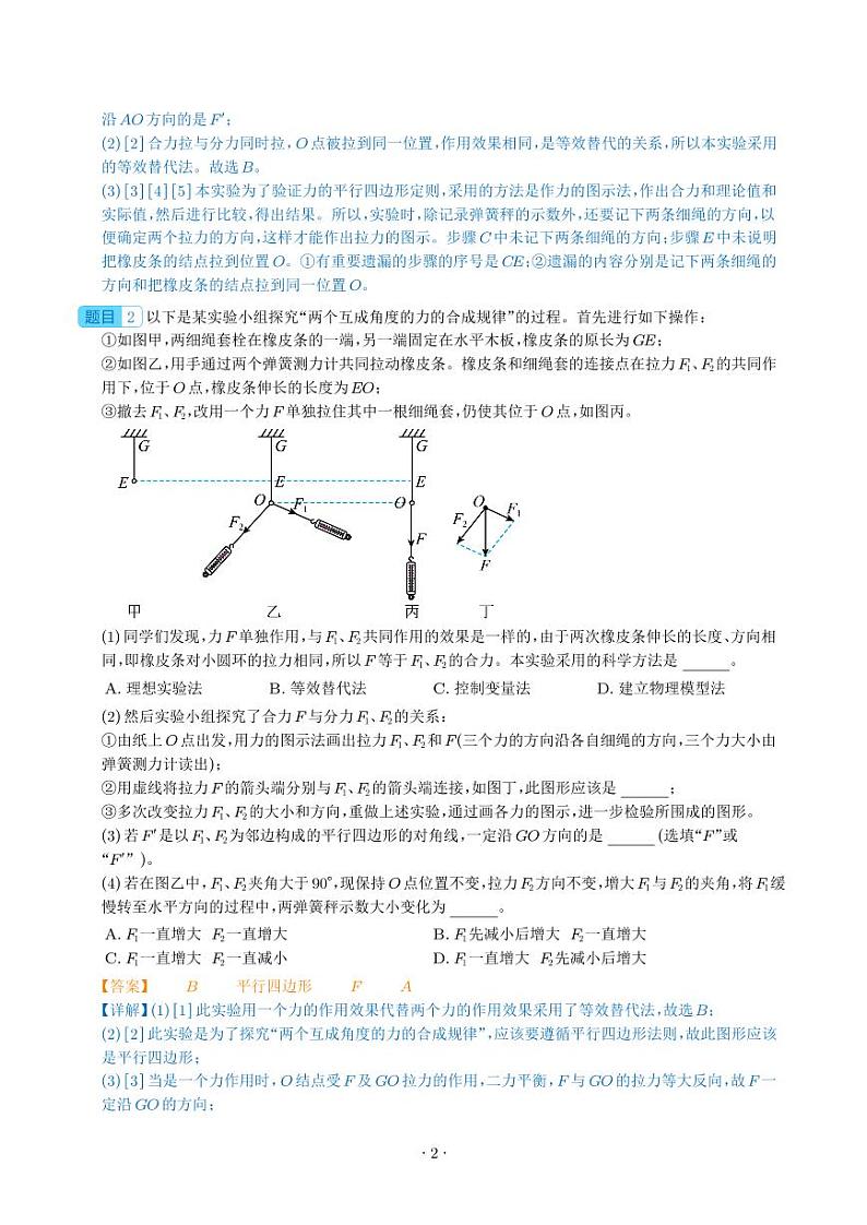 2024年一轮复习重点难点热点——探究两个互成角度的力的合成规律(解析版)第2页