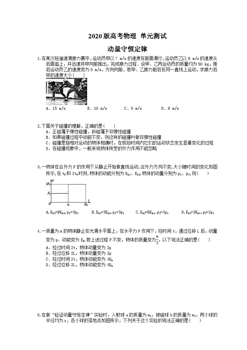 高考物理一轮复习 单元测试 动量守恒定律(含答案解析)第1页