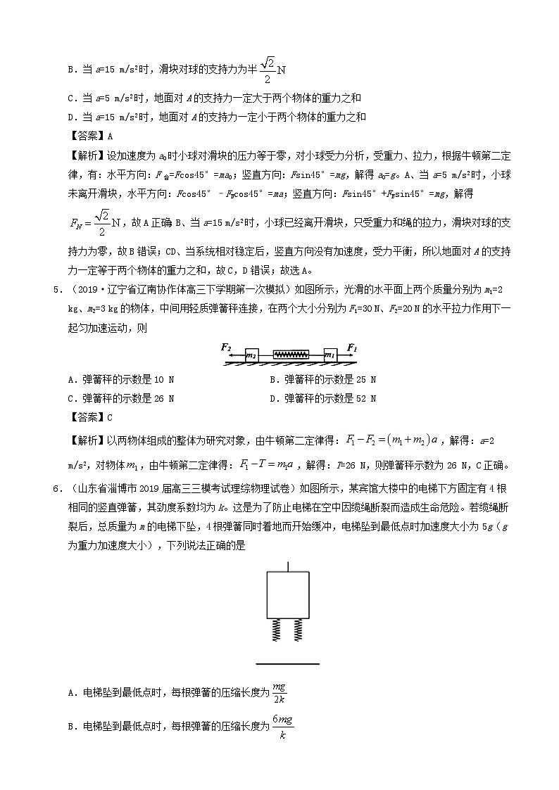 高考物理真题和模拟题分项汇编专题04牛顿运动定律 含解析第3页
