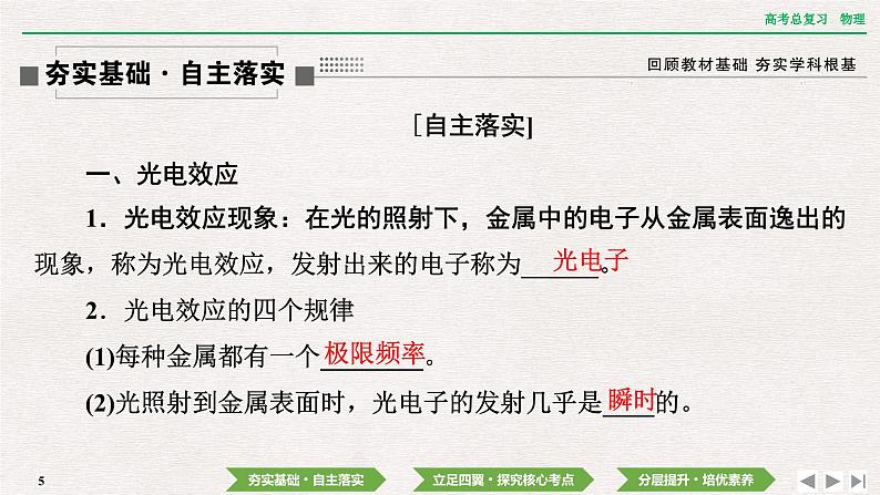 2024年高考物理第一轮复习课件:第十五章 第1讲 光电效应 波粒二象性05